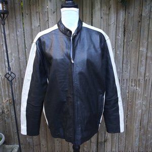 Kenneth Cole Reaction Black/Cream M Men's Leather Jacket